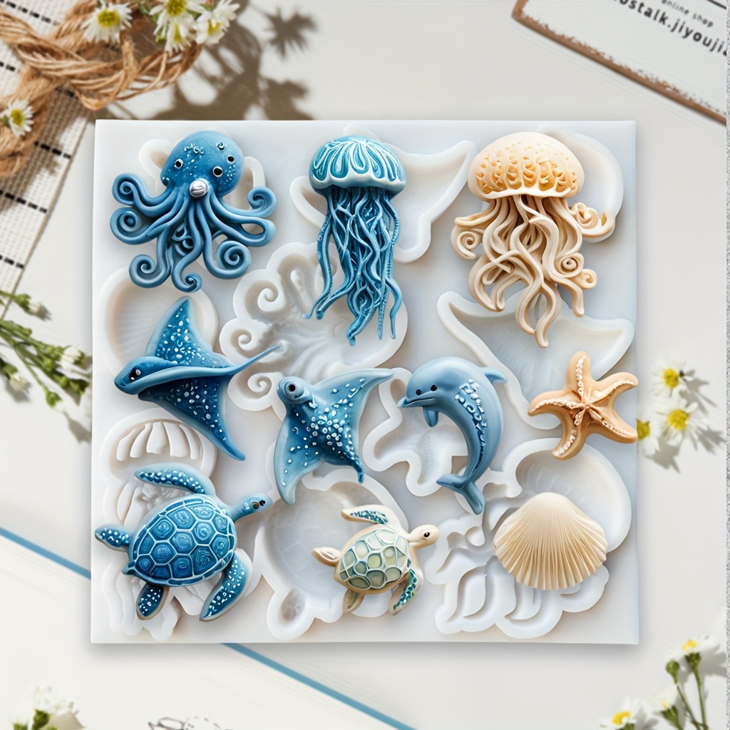 Soap Making Items - Cetakan Silikon Hewan Laut Gurita Ubur-ubur