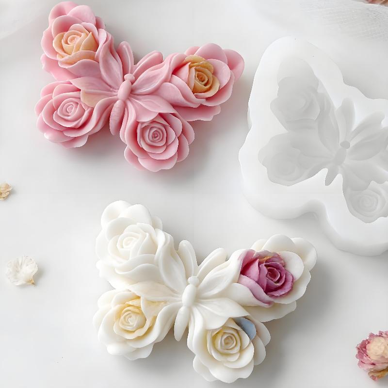 Soap Making Essentials - Cetakan Silikon Bentuk Kupu-kupu Mawar DIY,
